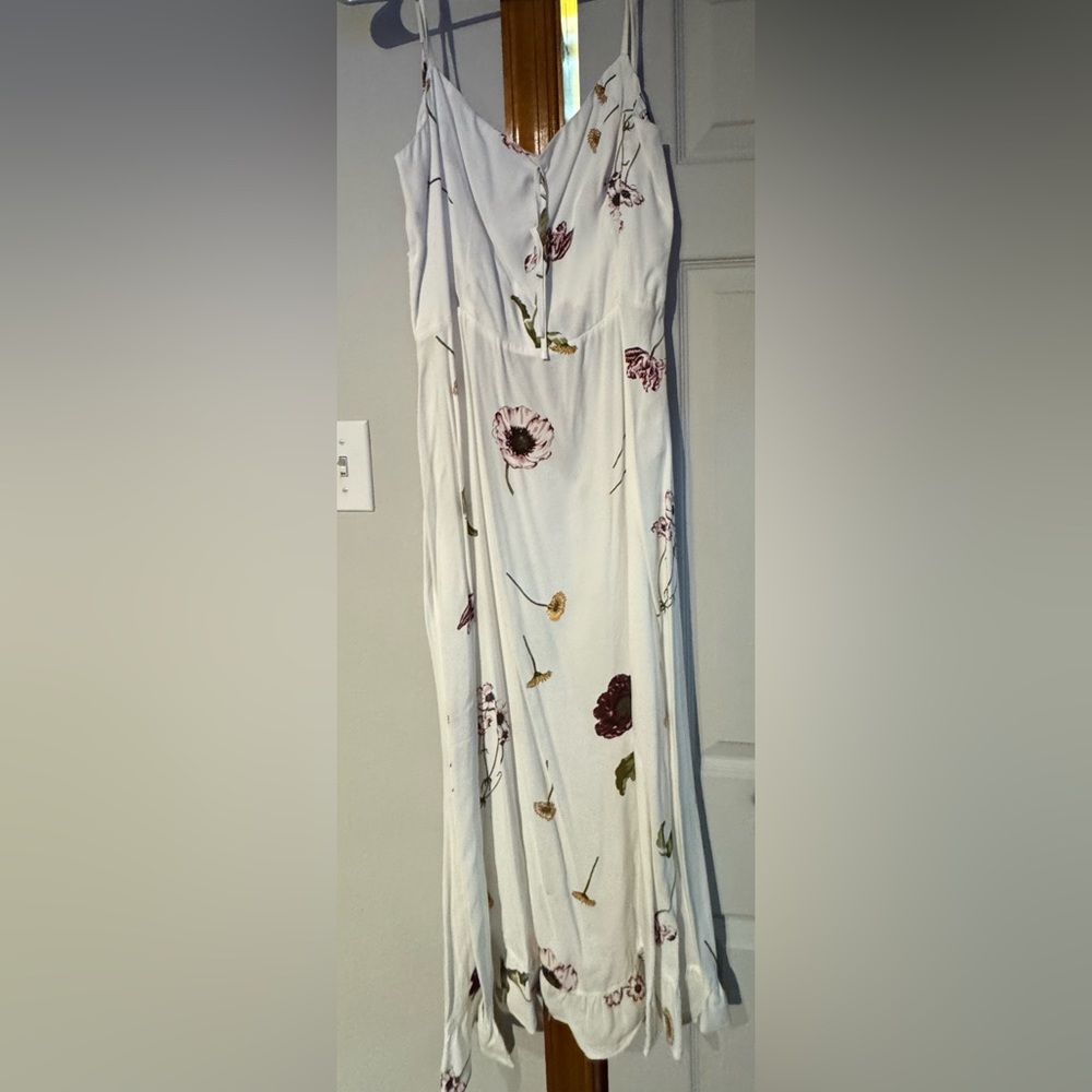 Reformation White Prairie Floral Print Maxi Dress